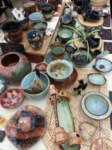 debra griffin demo and pottery at the indoor ashland farmers market in Ashland, Massachusetts