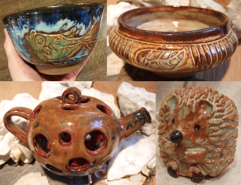 Debra Griffin's student pottery on display at Ashland Public Library