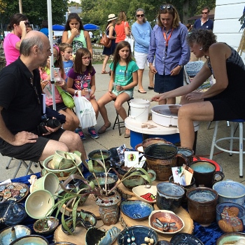 debra griffin pottery demo at Medfield Day, Medfield, MA