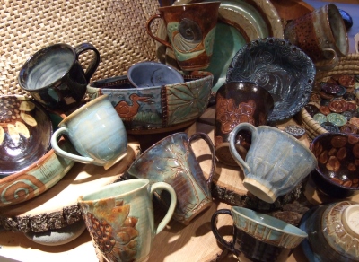 debra griffin pottery at serendipity in Hudson, Massachusetts